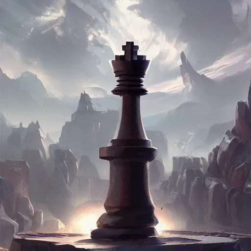 Image similar to a giant black chess bishop statue, battlefield background, bright art masterpiece artstation. 8 k, sharp high quality artwork in style of jose daniel cabrera pena and greg rutkowski, concept art by tooth wu, hearthstone card game artwork, chess piece