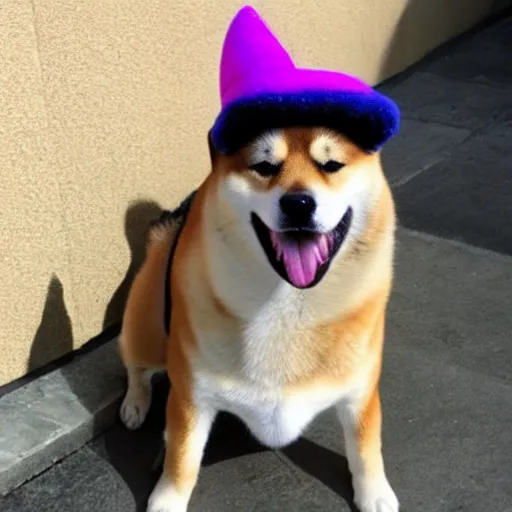 Prompt: Shiba Inu wearing a silly hat