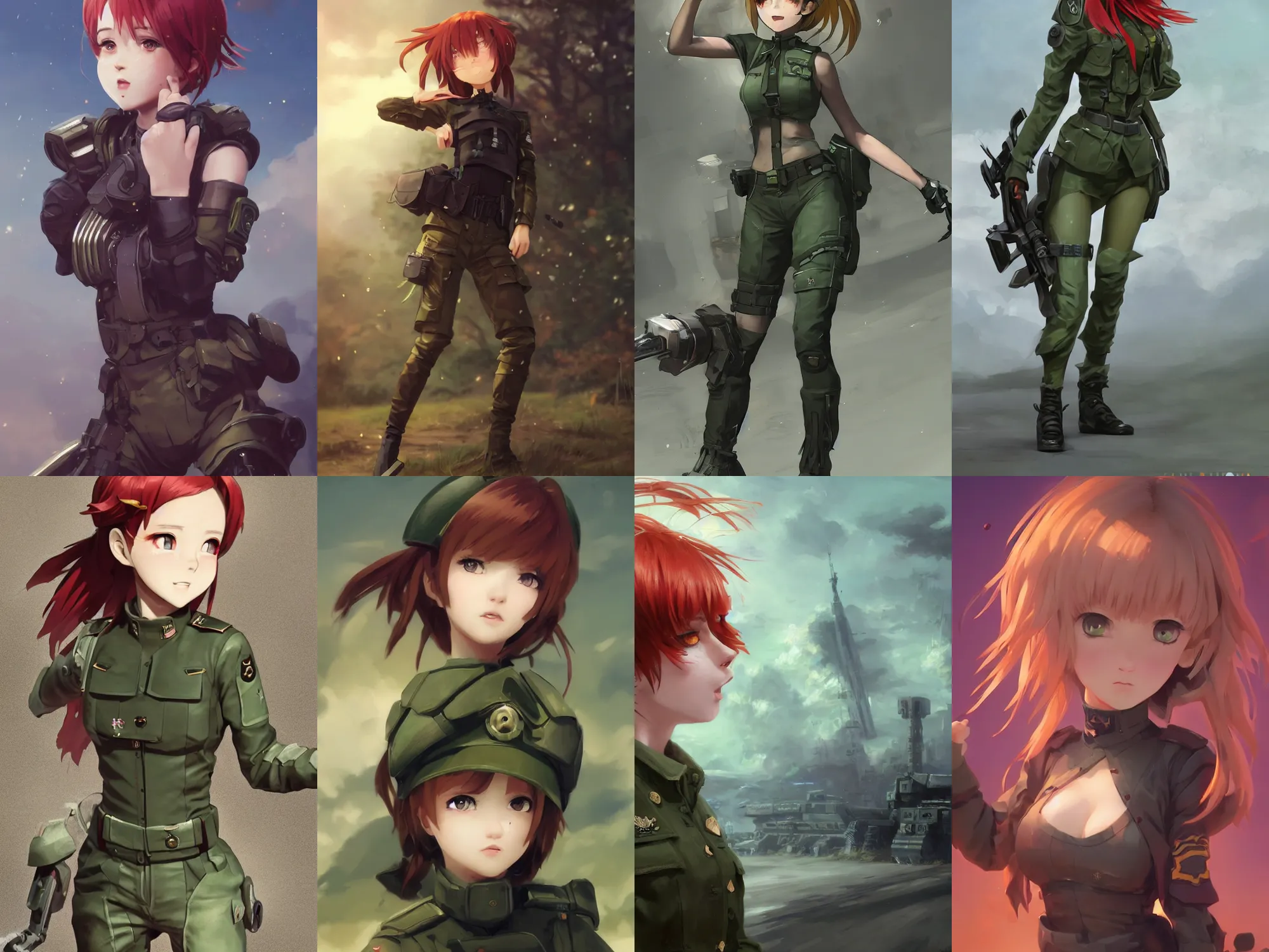 Prompt: C&C Tiberium NOD. Very complicated dynamic composition, realistic anime style at Pixiv CGSociety by WLOP, ilya kuvshinov, krenz cushart, Greg Rutkowski, trending on artstation. Zbrush sculpt colored, Octane render in Maya and Houdini VFX, cute young redhead girl in motion, she expressing joy, wearing military uniform, headphones, silky hair, stunning deep eyes. In cityscape. Very expressive and inspirational. Amazing textured brush strokes. Cinematic dramatic atmosphere, soft volumetric studio lighting.