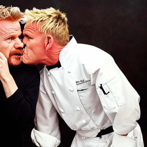 Prompt: Walter White kissing Gordon Ramsay