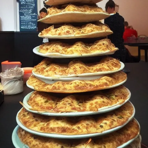 Prompt: “ tower of pizza made of pizza ”