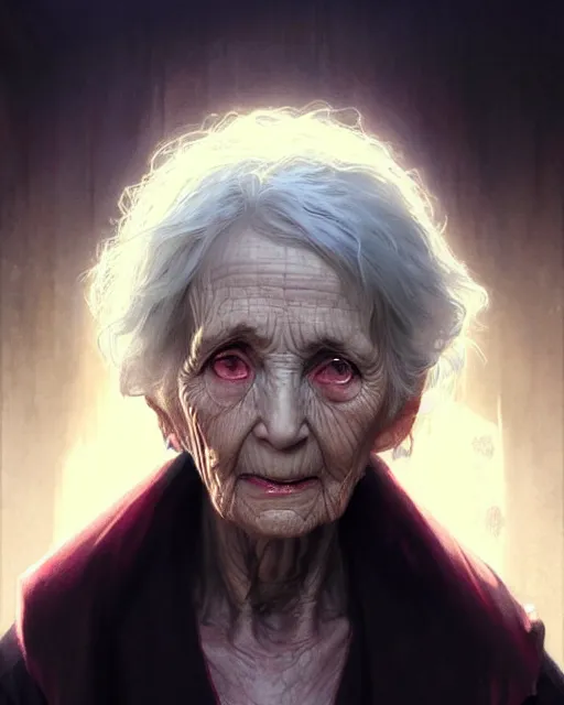 Prompt: a female necromancer old woman | | elderly - face, wrinkled face, realistic shaded perfect face, fine details. anime. realistic shaded lighting poster by greg rutkowski, magali villeneuve, artgerm, jeremy lipkin and michael garmash and rob rey