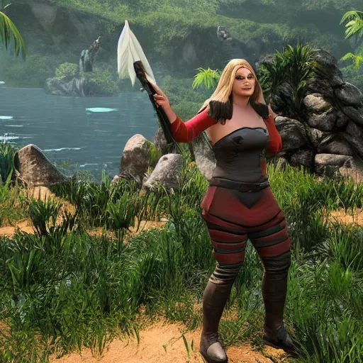 Image similar to an in-game screenshot of Adele as a character in Ark Survival Evolved