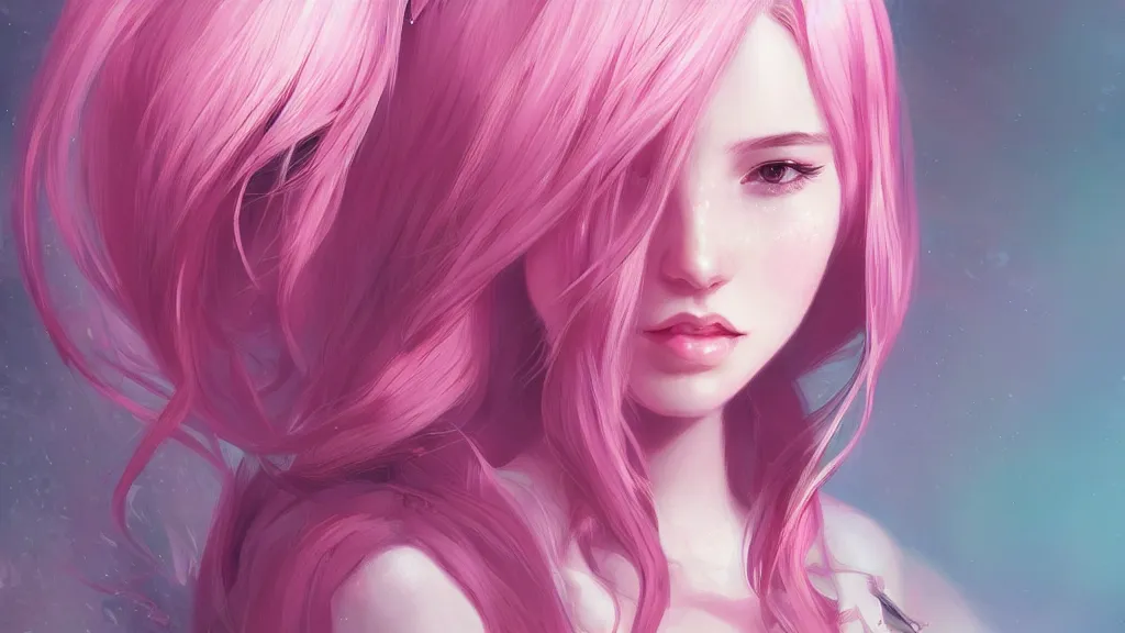 Image similar to teen girl, pink hair, gorgeous, amazing, elegant, intricate, highly detailed, digital painting, artstation, concept art, sharp focus, illustration, art by Ross tran