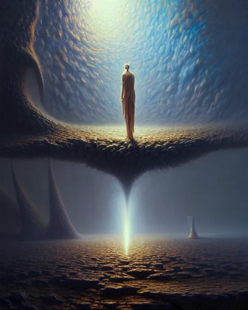 Image similar to a hyper - detailed 3 d render like an oil painting of the origin of consciousness, surrealism!!!!! surreal concept art, lifelike, photorealistic, digital painting, aesthetic, smooth, sharp focus, artstation hd, by greg rutkowski, bruce pennington, valentina remenar and asher duran,