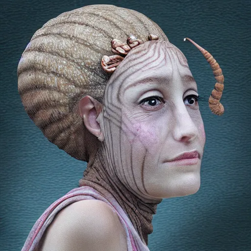 Image similar to snail woman realistic