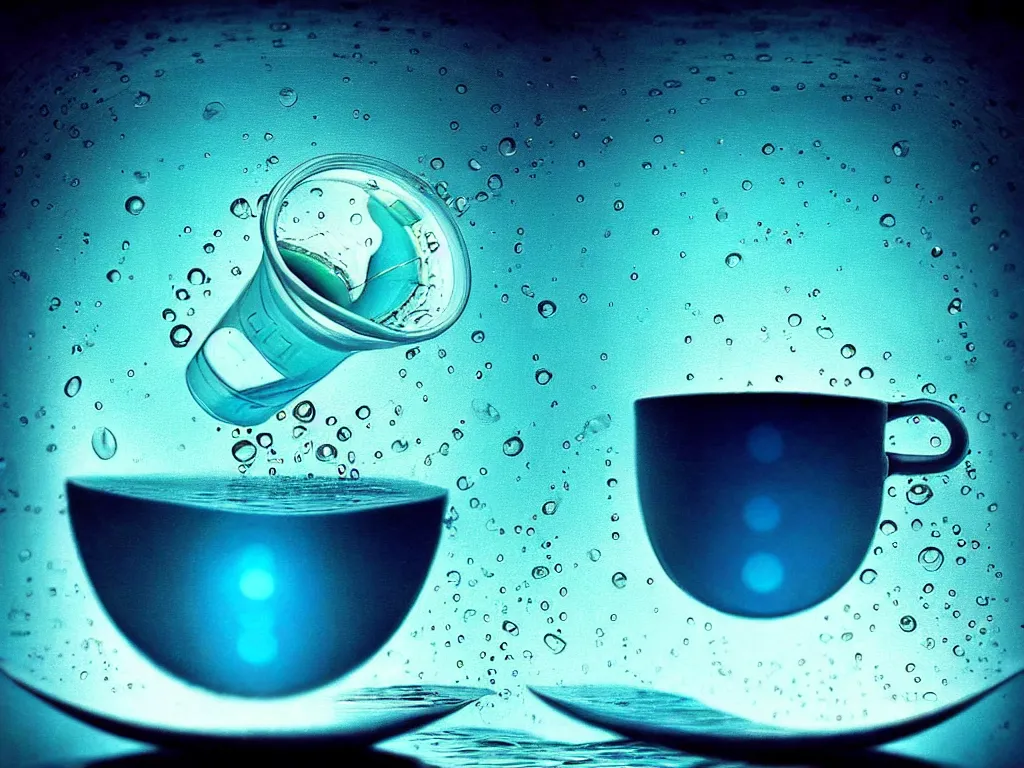 Image similar to highly detailed photo of life inside a cup of water, trending on deviantart, neo surrealism, sharp focus, a lot of little details, octane, masterpiece, art by max ernst