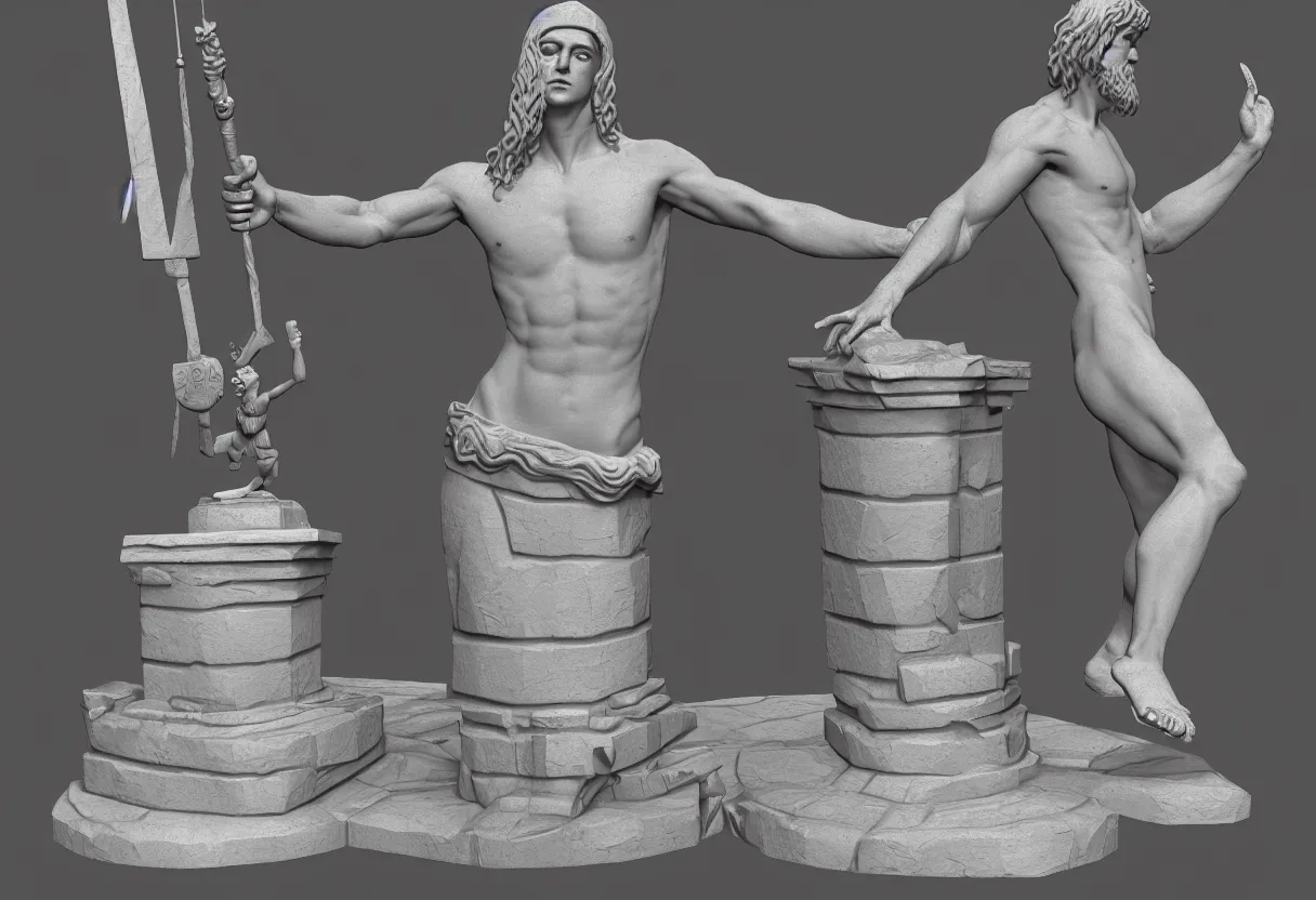 Prompt: a statue of a biblically accurate domination, zbrush, white vynil, shiny, hdr