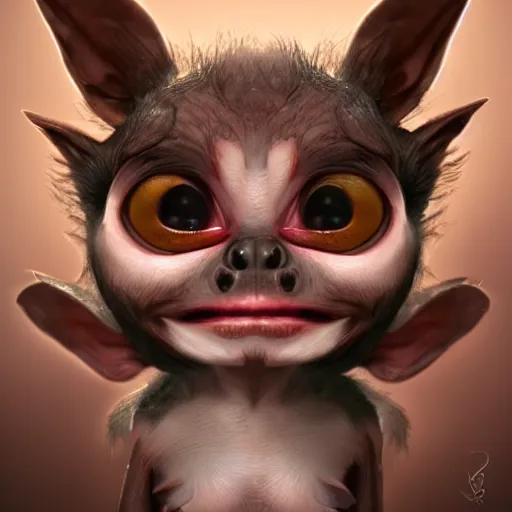 Prompt: very cute gizmo the mogwai gremlin in the movie gremlins 3, award winning creature portrait photography, extremely detailed, artstation, 8 k, sensual lighting, incredible art, wlop, artgerm