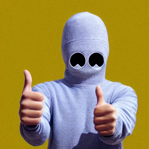 Prompt: faceless character holding thumbs up