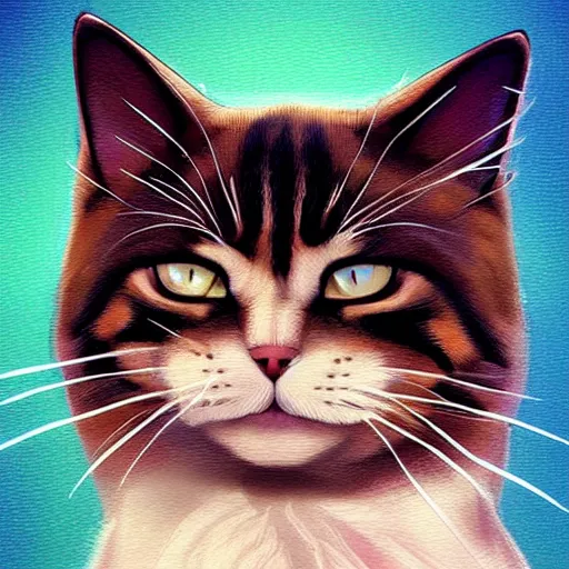 Image similar to cat theme logo, cat theme banner, cat design, a smiling cat, art photography style, trending on artstation, warm light, lovely and cute, fantasy art, 8 k resolution, cynical realism