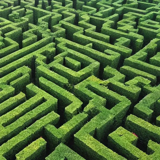 Prompt: aerial photograph of the worlds largest maze