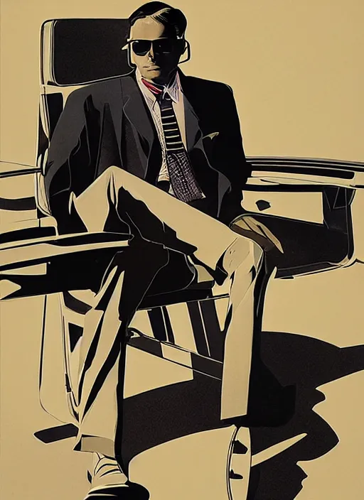 Image similar to menswear illustration by syd mead, high quality