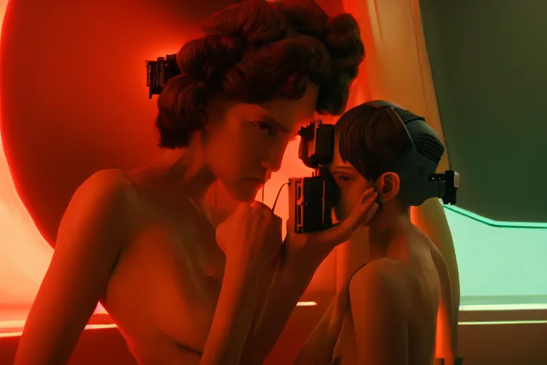 Image similar to vfx film, love death and robots, flat color profile low - key lighting award winning photography arri alexa cinematography, hyper real photorealistic cinematic, atmospheric cool colorgrade