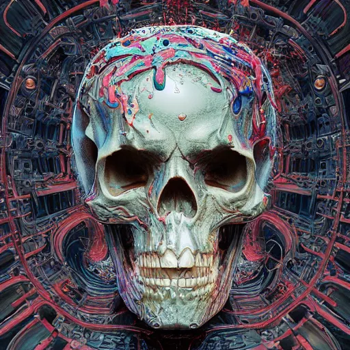 Image similar to portrait_of_a_melting_skull._intricate_abstract._intricate_artwork._by_Tooth_Wu_wlop_beeple_dan_mumford._octane_render_trending_on_artstat