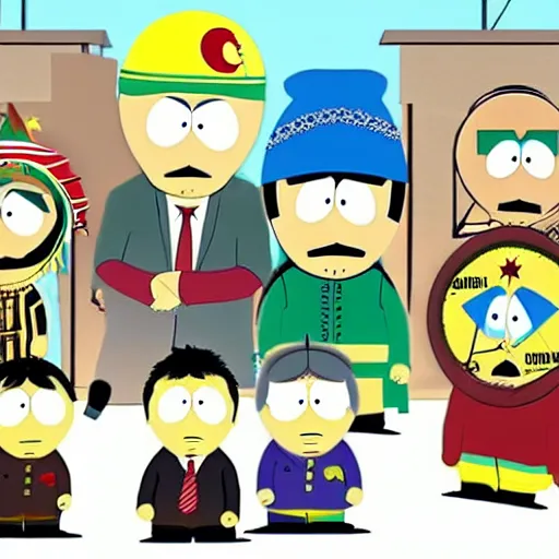 Prompt: zelensky and erdogan as southpark characters, tv interview - s 3 3 7 0 2 3 9 4 8 1