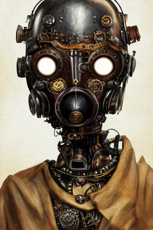 Image similar to steampunk helmet fantasy art mask robot ninja stylized digital illustration sharp focus, elegant intricate digital painting artstation concept art global illumination ray tracing advanced technology chaykin howard and campionpascale and cooke darwyn and davis jack