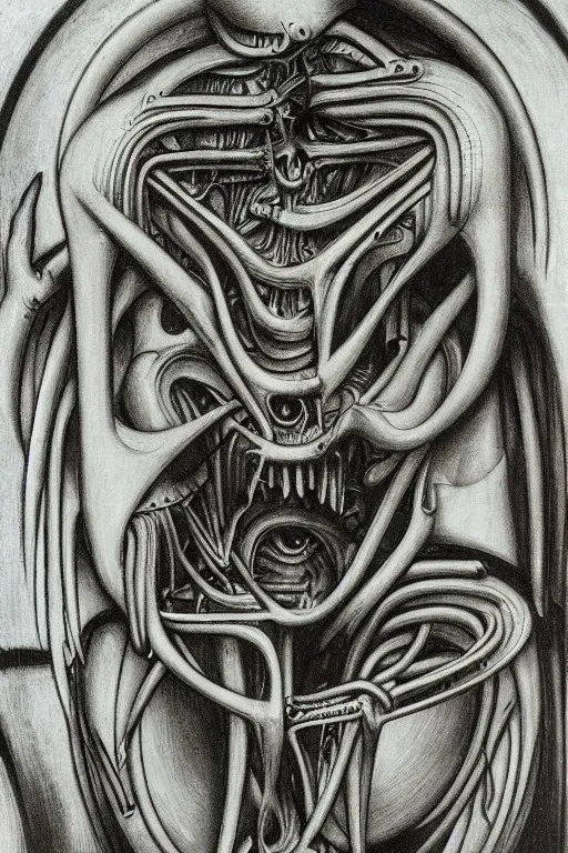 Image similar to tinnitus, by h. r. giger