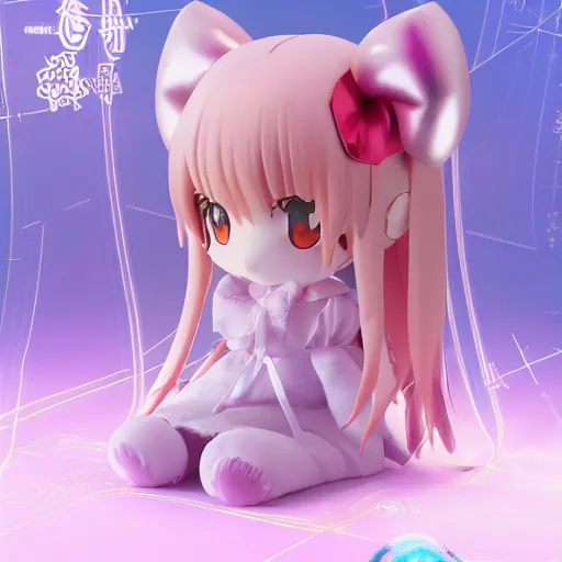 Prompt: cute fumo plush of a metallic reflective girl, global illumination reflectance probe, ssao, chibi anime, magical girl, witch, vray