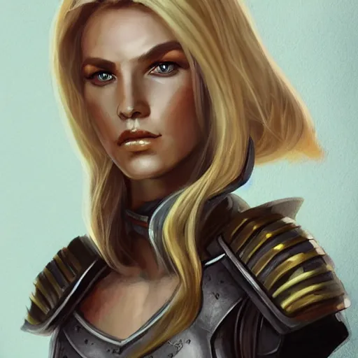 Image similar to scifi viking woman, blonde, portrait, warrior, science fiction, d & d, concept art, matte, sharp focus, illustration, concept art,