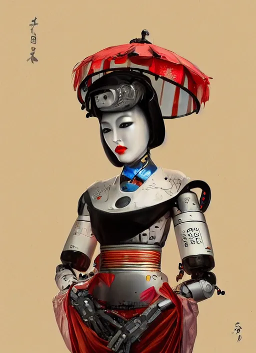 Image similar to robotic geisha, digital art, CGSociety