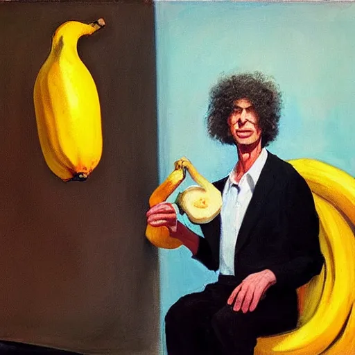 Image similar to howard stern with banana, edward hopper painting