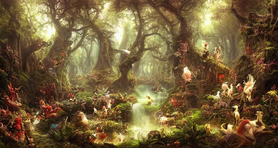 beautiful fantasy elven forest, saturated, detailed