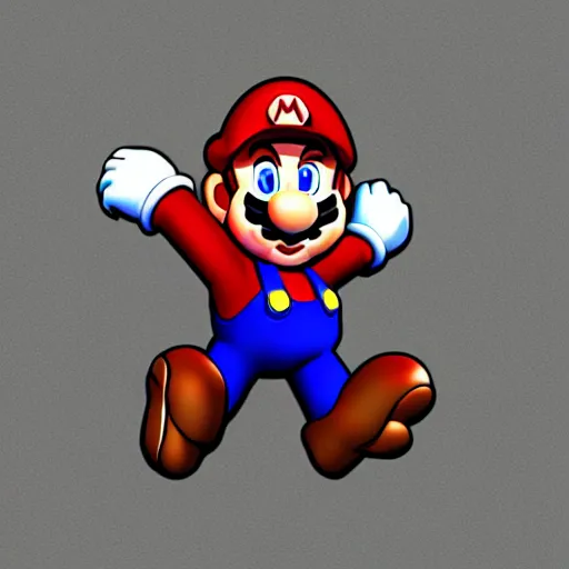 Prompt: high quality image of super mario made in liquid metal