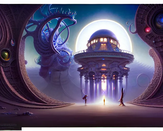 Image similar to street view the grand observatory, fantasy landscape made of fractals facing each other, ultra realistic, wide angle, intricate details, the fifth element artifacts, highly detailed by peter mohrbacher, hajime sorayama, wayne barlowe, boris vallejo, aaron horkey, gaston bussiere, craig mullins