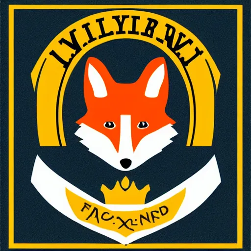 Prompt: military logo that involves foxes, mountains, and crown