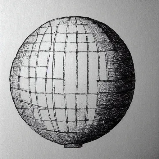 Prompt: “an old technical drawing of a hot air balloon between clouds, the balloon fabric is made of a round spherical world map of the earth. sepia. The basket is woven of wood.”