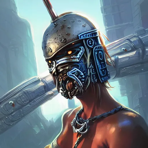 Image similar to cyberpunk viking helmet mask warrior goddess robot ninja fantasy, art gta 5 cover, official fanart behance hd artstation by jesper ejsing, by rhads, makoto shinkai and lois van baarle, ilya kuvshinov, ossdraws