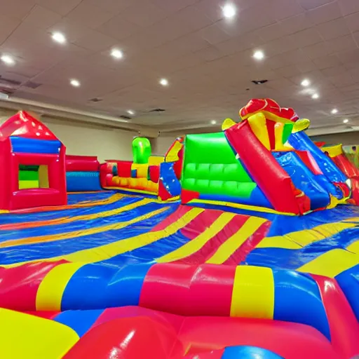 Image similar to photo of endless corridors made of bouncy castle