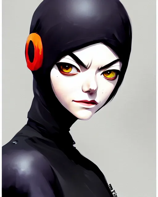 Image similar to emma stone as a thief, black clothing, mask, fantasy, portrait shinkai makoto studio ghibli studio key hideaki anno sakimichan stanley artgerm lau rossdraws james jean marc simonetti elegant highly detailed digital painting artstation pixiv