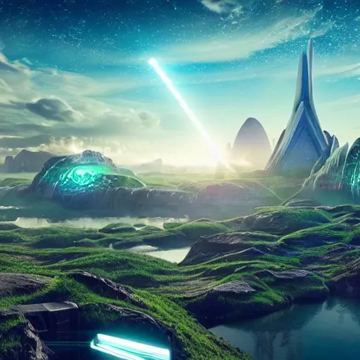 Prompt: a photo of asgard futuristic solarpunk, hyper realistic 8 k