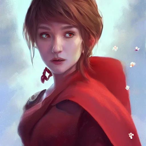 Image similar to dnd magical cape made out of blossoms, blossoming cape item featurette. digital painting, realistic shaded, realistic shaded lighting, fan art, pixiv, by ilya kuvshinov, child hybrid, realistic face and body hybrid, by magali villeneuve, artstation, by jeremy lipkin and by michael garmash and by rob rey.