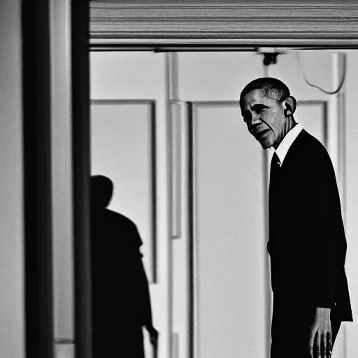 Image similar to barack obama escaping the backrooms, scp, horror, drama, cinematic, grunge film