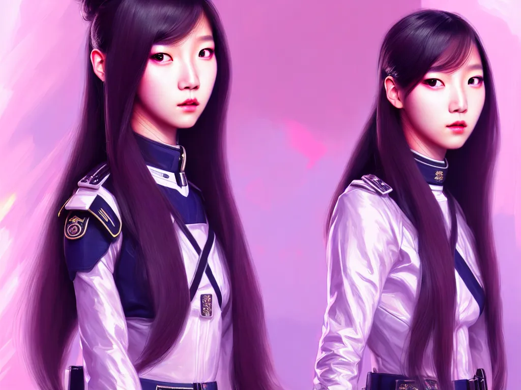 Image similar to portrait jisoo blackpink futuristic korea police uniform girl, at future neon light rooftop, ssci - fi and fantasy, intricate and very very beautiful and elegant, highly detailed, digital painting, artstation, concept art, smooth and sharp focus, illustration, art by tan zi and ayanamikodon and alphonse mucha and wlop