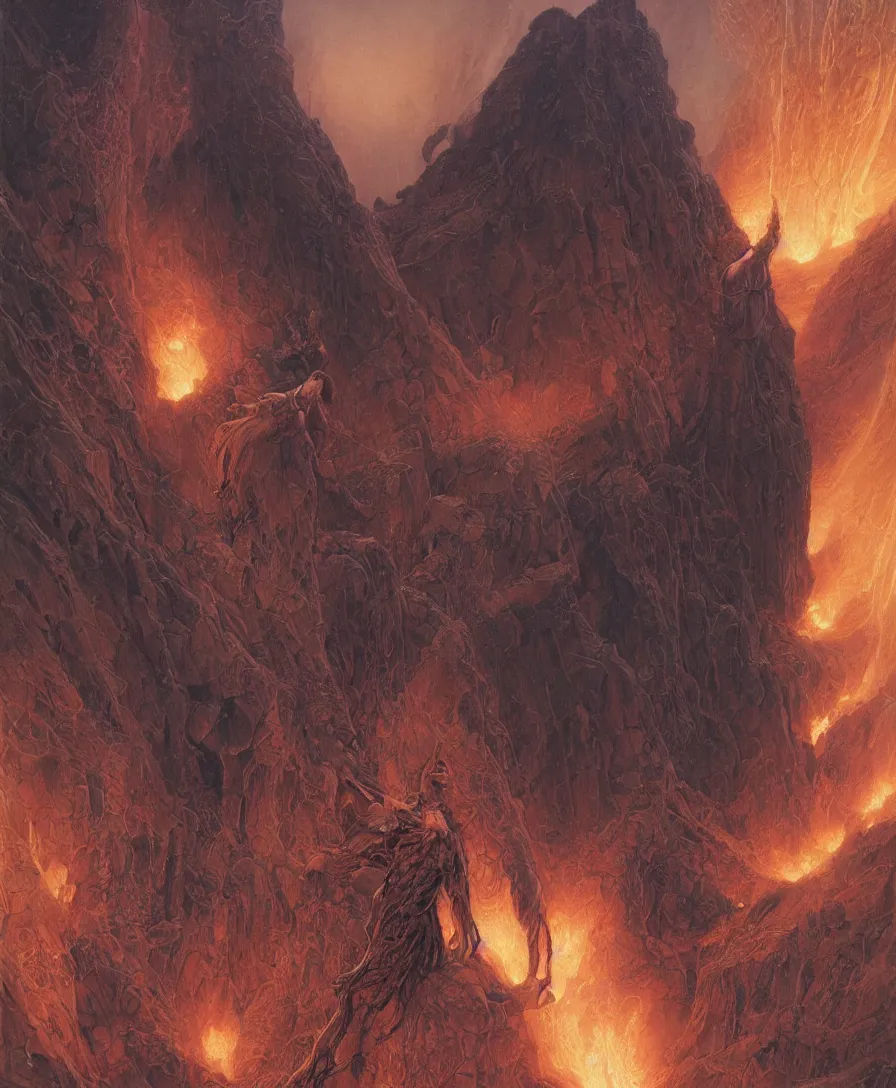 Prompt: the discovery of fire by Wayne Barlowe and Yoan Lossel