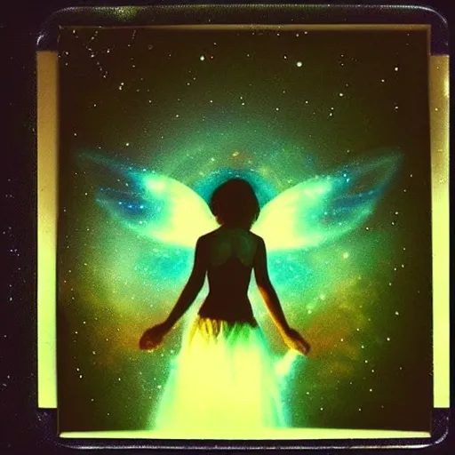 Image similar to astral fairy in the night sky, polaroid photo, perfect photo, photo pinterest