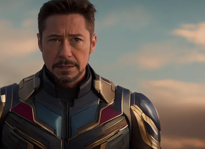 Prompt: film still of Joseph Gordon-Leavitt! as Tony Stark in Avengers Infinity War, 4k