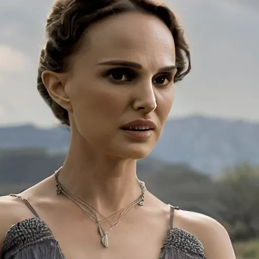 Prompt: still of early 2 0 s natalie portman in westworld tv series