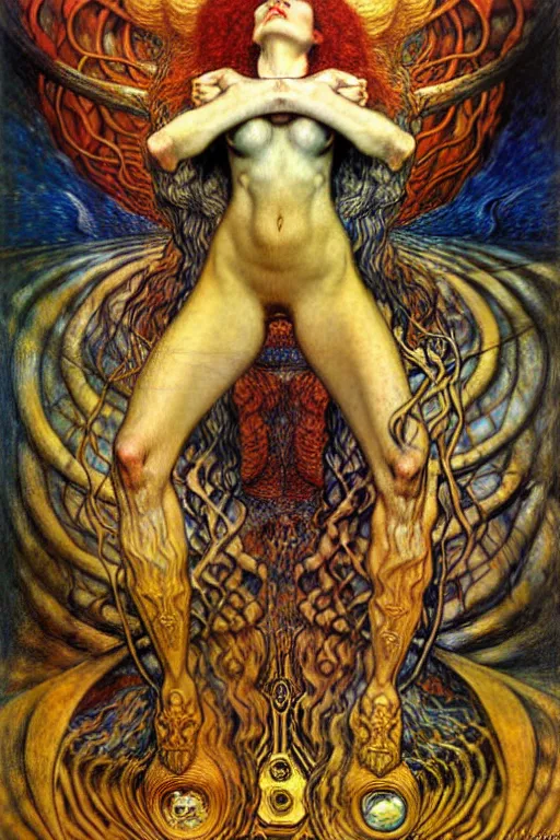 Image similar to Divine Chaos Engine by Karol Bak, Jean Delville, William Blake, Gustav Klimt, and Vincent Van Gogh, symbolist, visionary