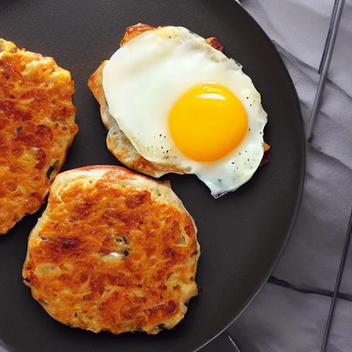 Image similar to an eggs and sausage patties breakfast