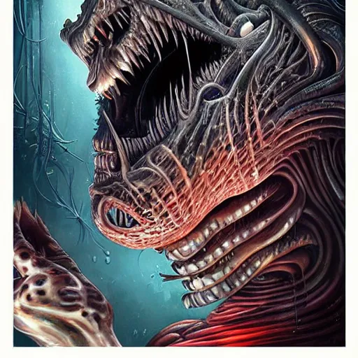 Image similar to underwater biopunk giger scorn portrait of joker venom, Pixar style, by Tristan Eaton Stanley Artgerm and Tom Bagshaw.