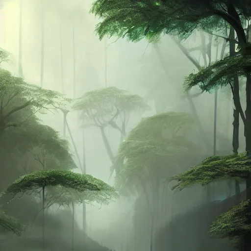 Image similar to Wild misty jungles, 8k, detailed, concept art, trending on artstation