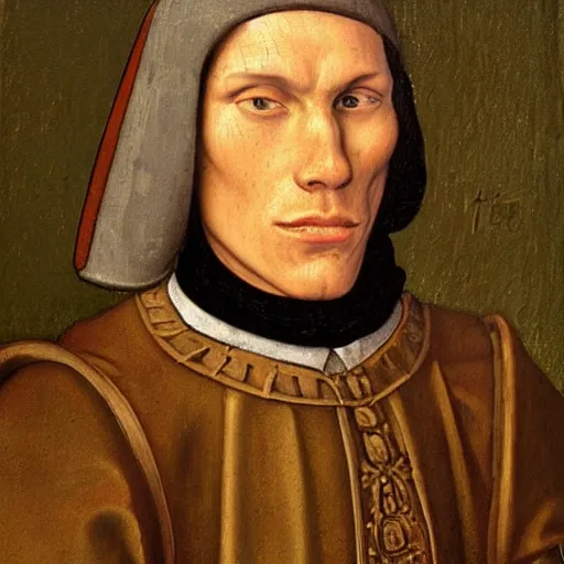 Image similar to A 15th century medieval renaissance oil painting of Jerma985, portrait of Jerma985, grainy, realistic, very realistic, hyperrealistic, highly detailed, very detailed, extremely detailed, very neat, very epic, very cool, detailed, trending on artstation