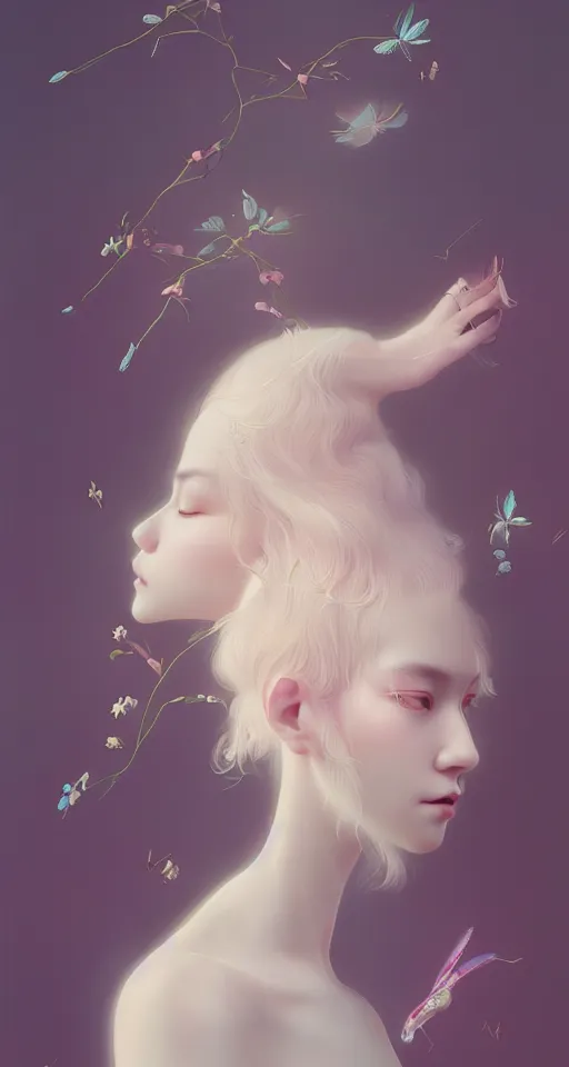 Prompt: breathtaking delicate detailed concept art painting single creature, by hsiao - ron cheng, bizarre compositions, exquisite detail, pastel colors, 8 k