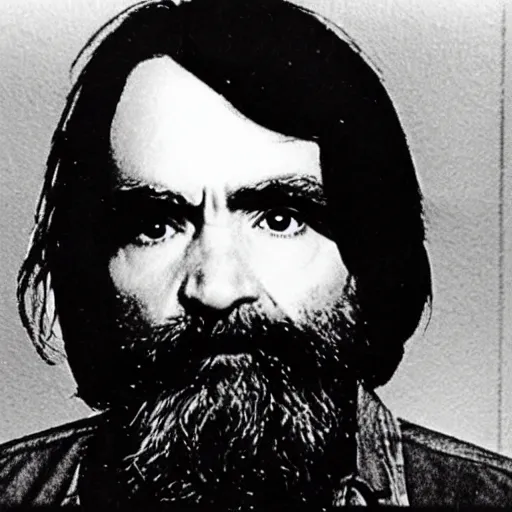 Prompt: charles manson floating above the infinite universe, awe inspiring, high detail