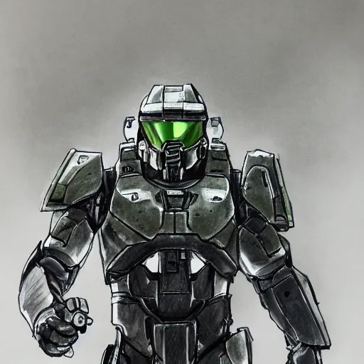 A drawing of Master Chief, made by Yoji Shinkawa, | Stable Diffusion